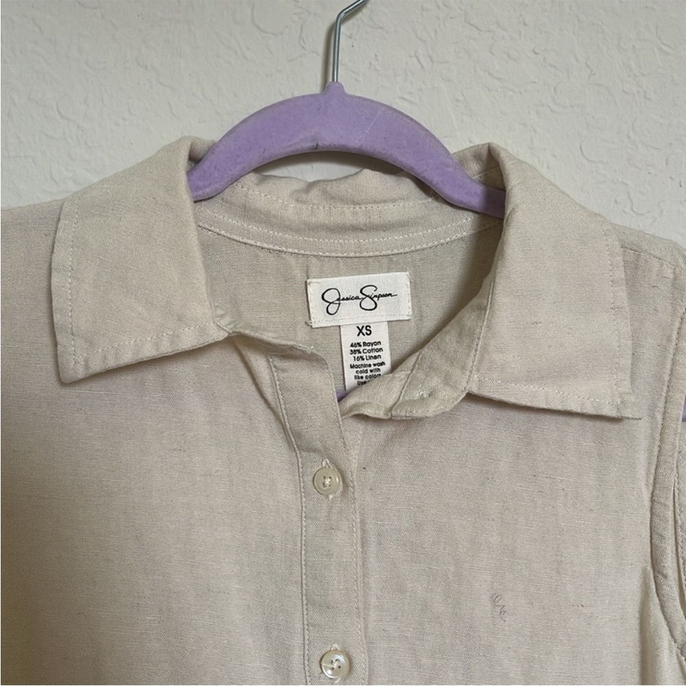 Cream Button-Up Mini Dress